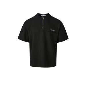 Vintage Cleanfit Half-Zip T-Shirt Black