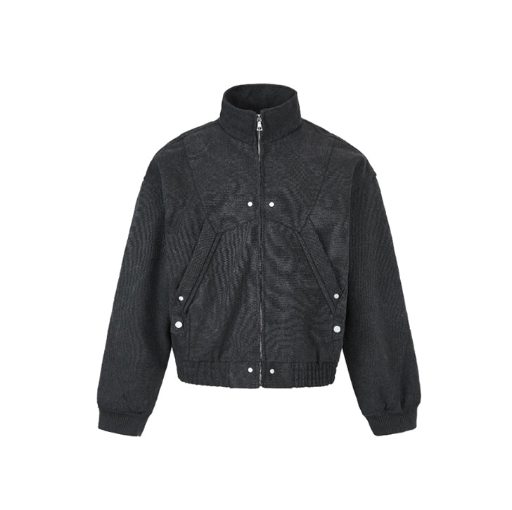 Simple canvas coat jacket White Grey