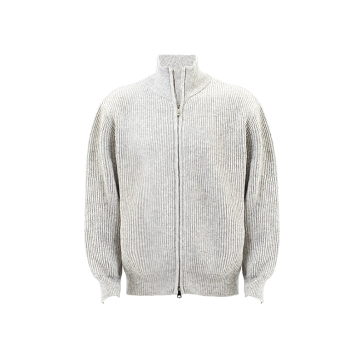 Knitted loose high-neck zip-up jacket White Ash