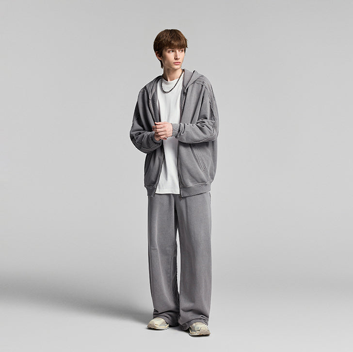 Paneled straight sweatpants Light gray