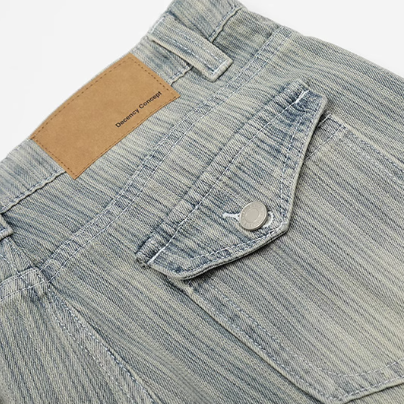 Vintage vertical striped straight jeans