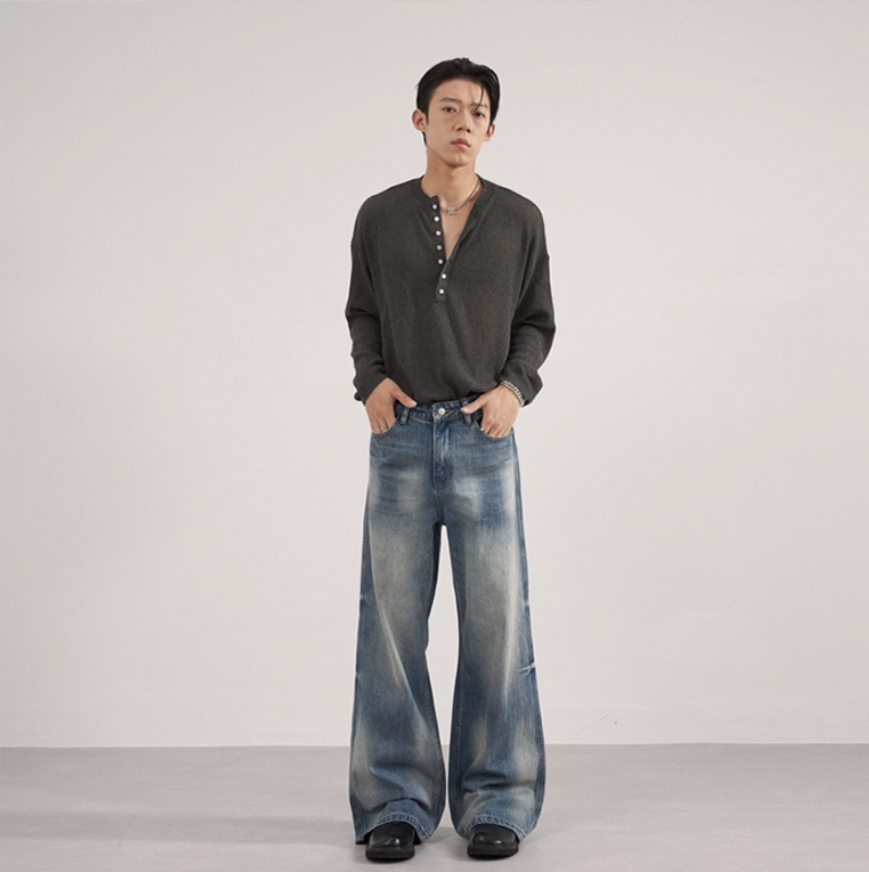 Retro straight-leg flared jeans