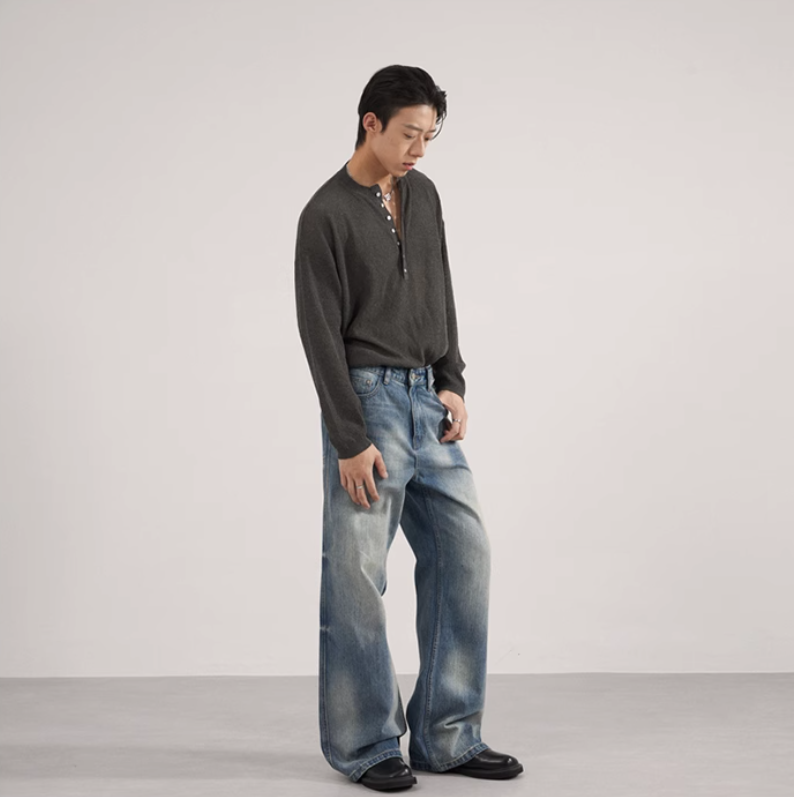 Retro straight-leg flared jeans
