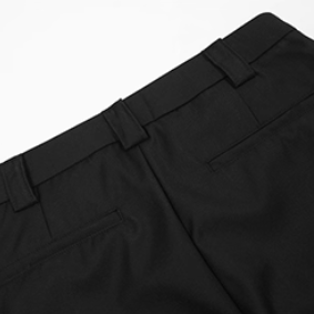 Pleated loose straight-leg trousers Black