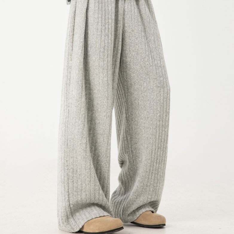 Fleece loose casual trousers White Grey