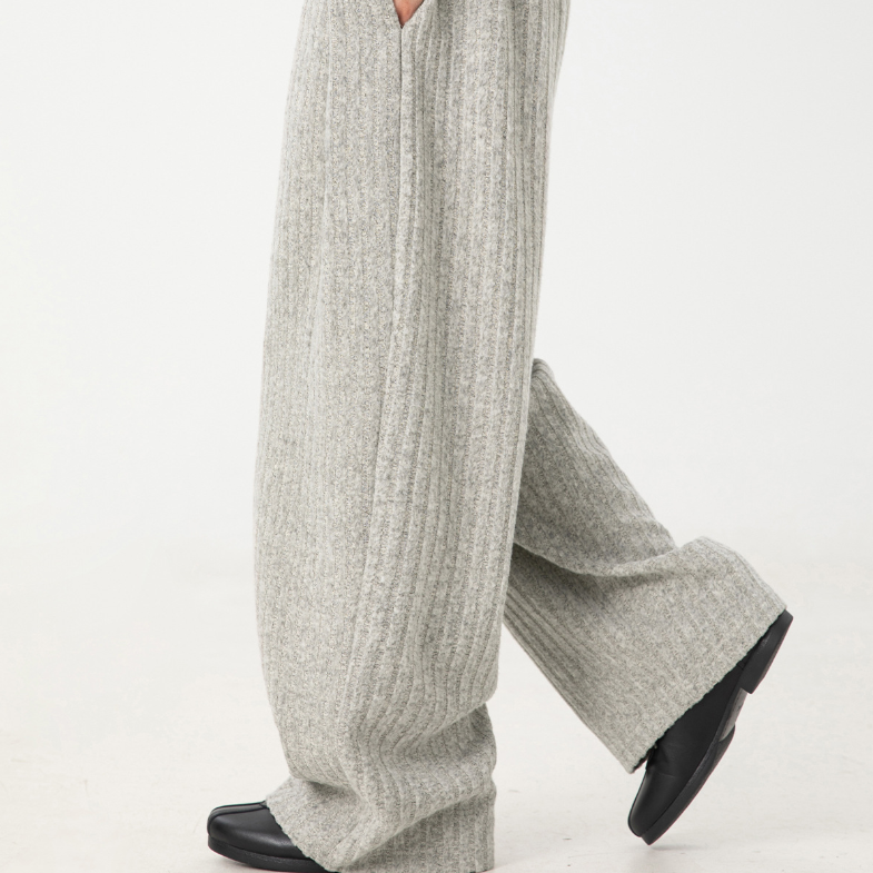 Fleece loose casual trousers White Grey
