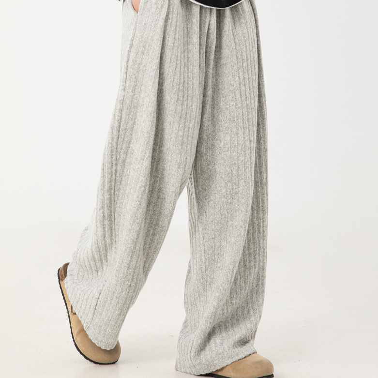 Fleece loose casual trousers White Grey