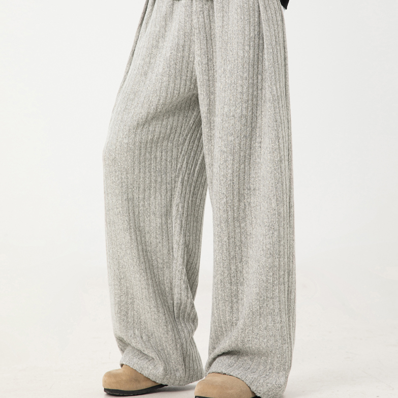 Fleece loose casual trousers White Grey