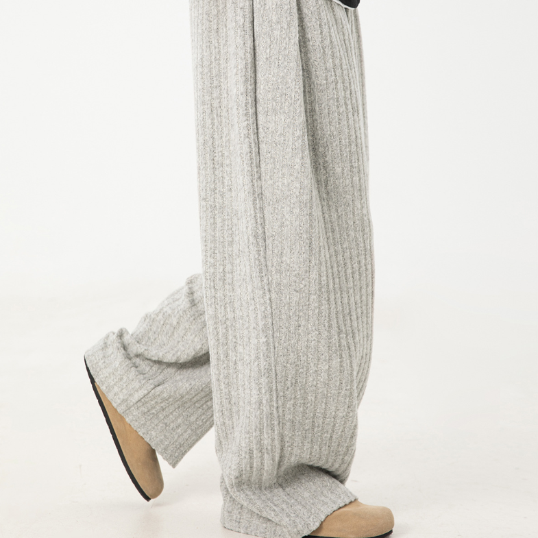 Fleece loose casual trousers White Grey