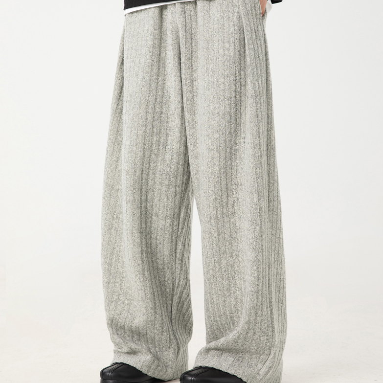 Fleece loose casual trousers White Grey