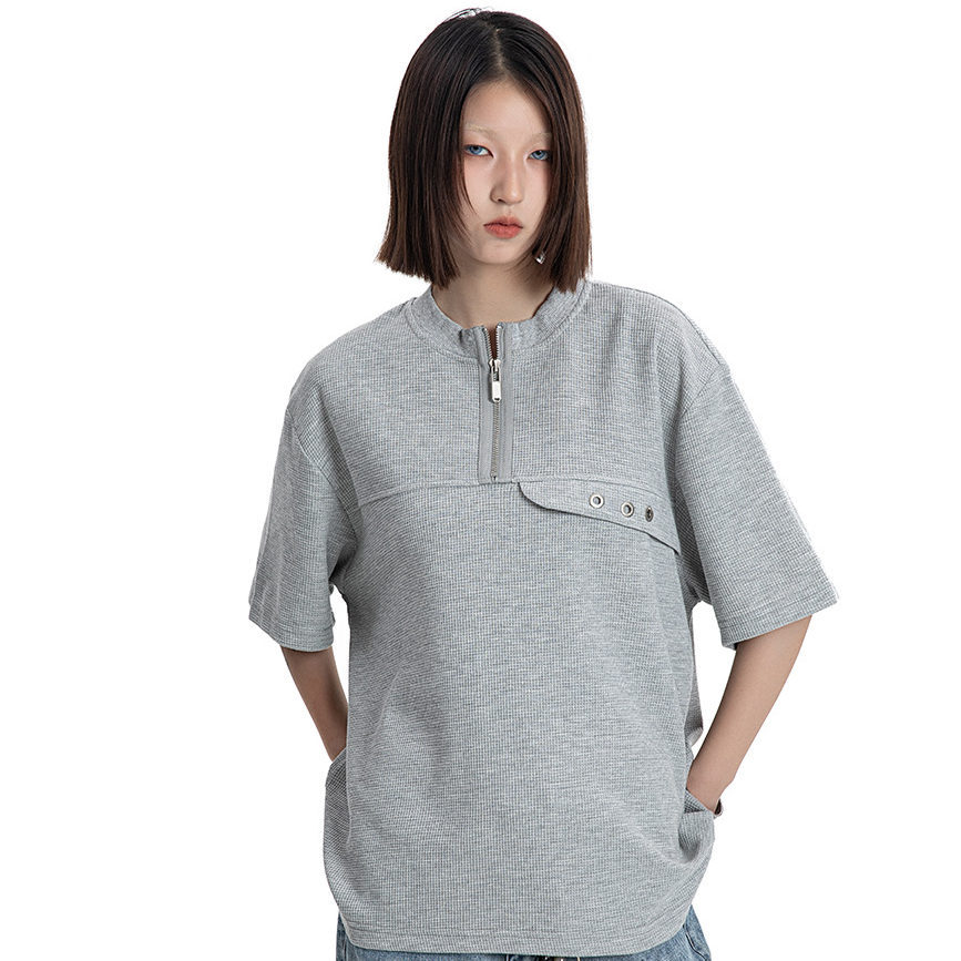 Vintage Cleanfit Half-Zip T-Shirt White Ash