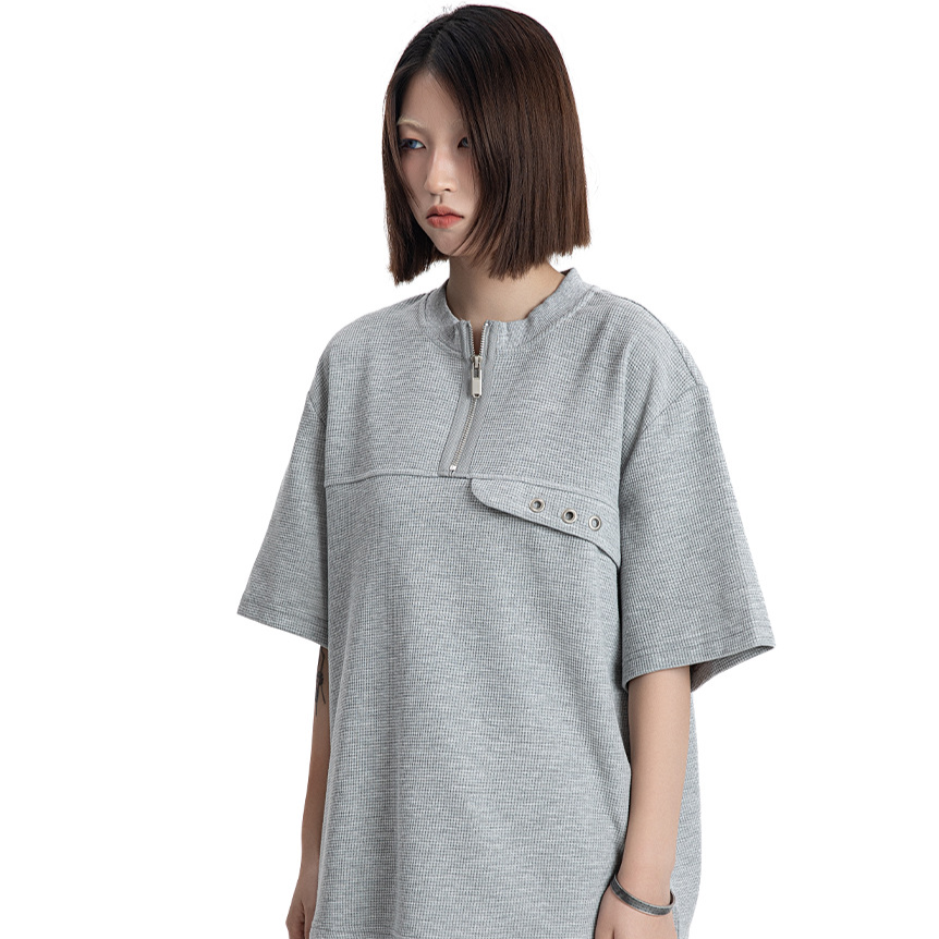 Vintage Cleanfit Half-Zip T-Shirt White Ash