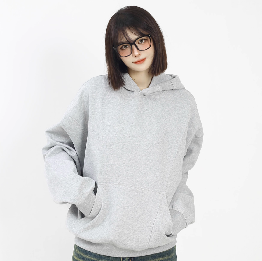 Simple silhouette hoodie Grey