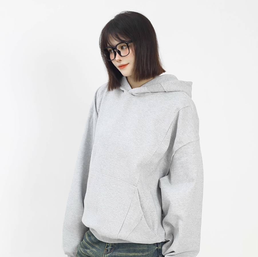 Simple silhouette hoodie Grey