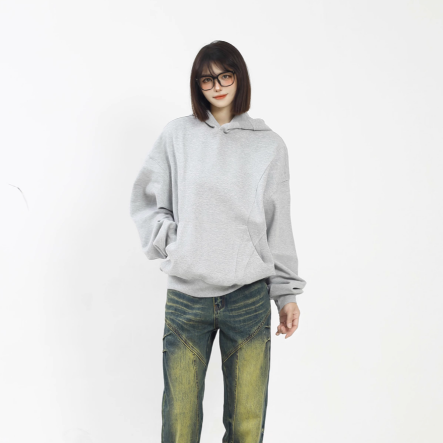 Simple silhouette hoodie Grey