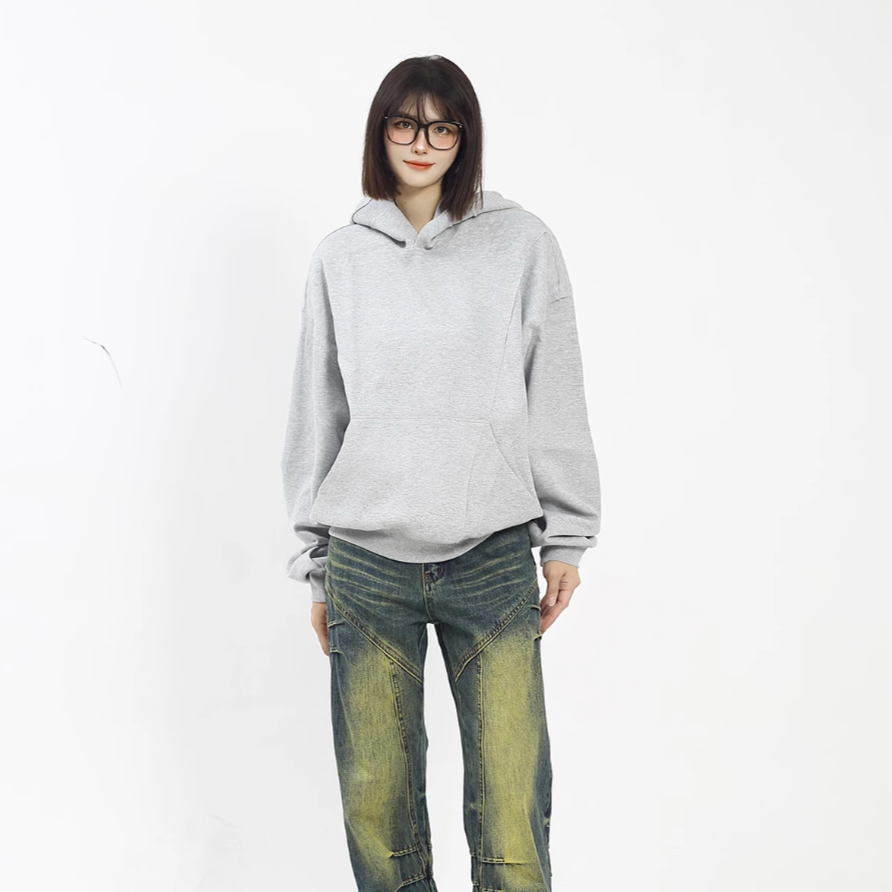 Simple silhouette hoodie Grey