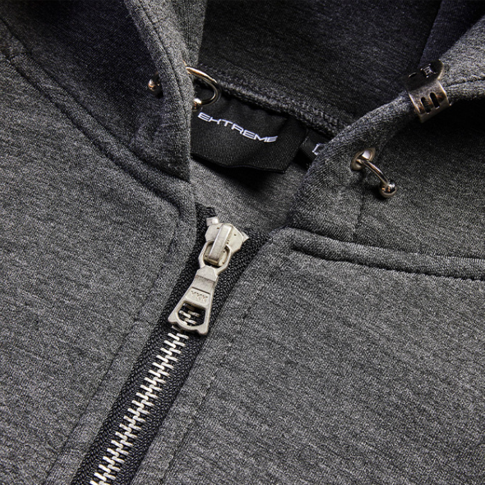Basic solid color zip-up hoodie Dark Gray