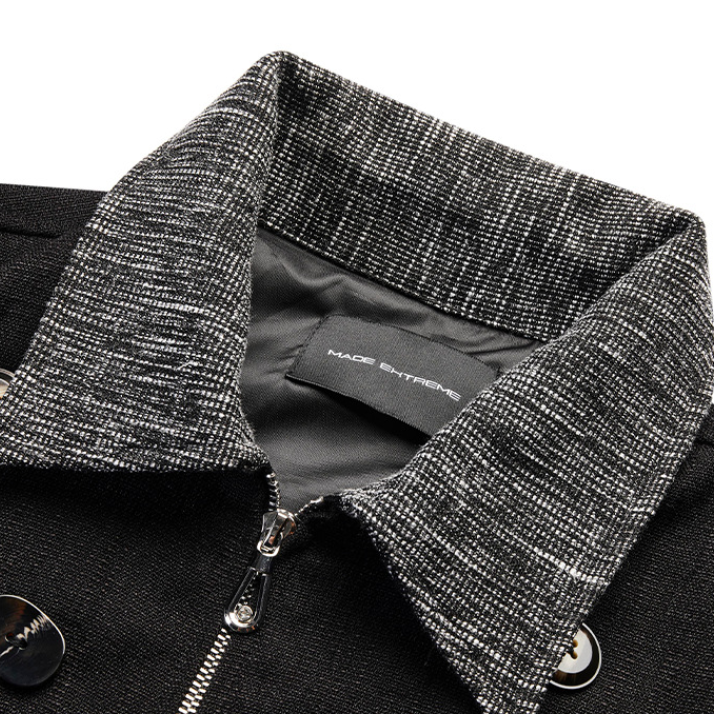 Shell Button Lapel Colorblock Coat Jacket