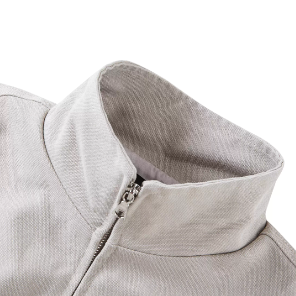 Simple canvas coat jacket White Grey