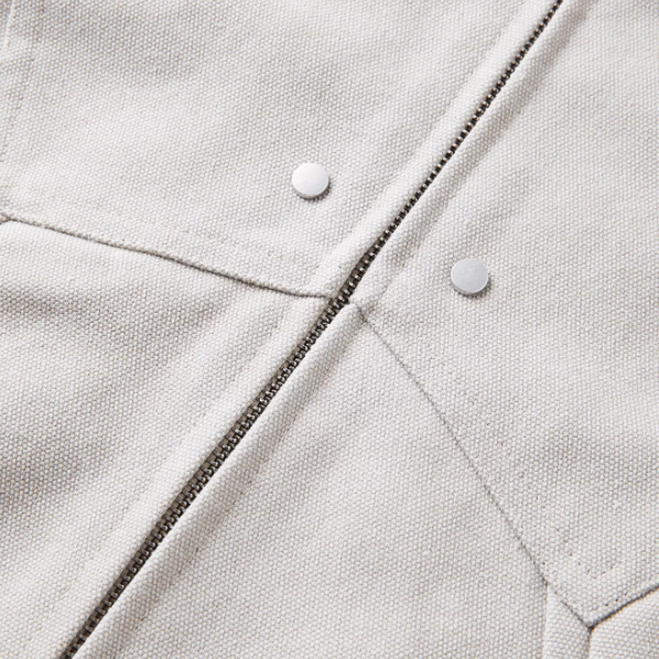 Simple canvas coat jacket White Grey