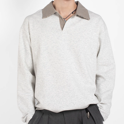 Simple casual anti-wrinkle long-sleeved T-shirt White Ash