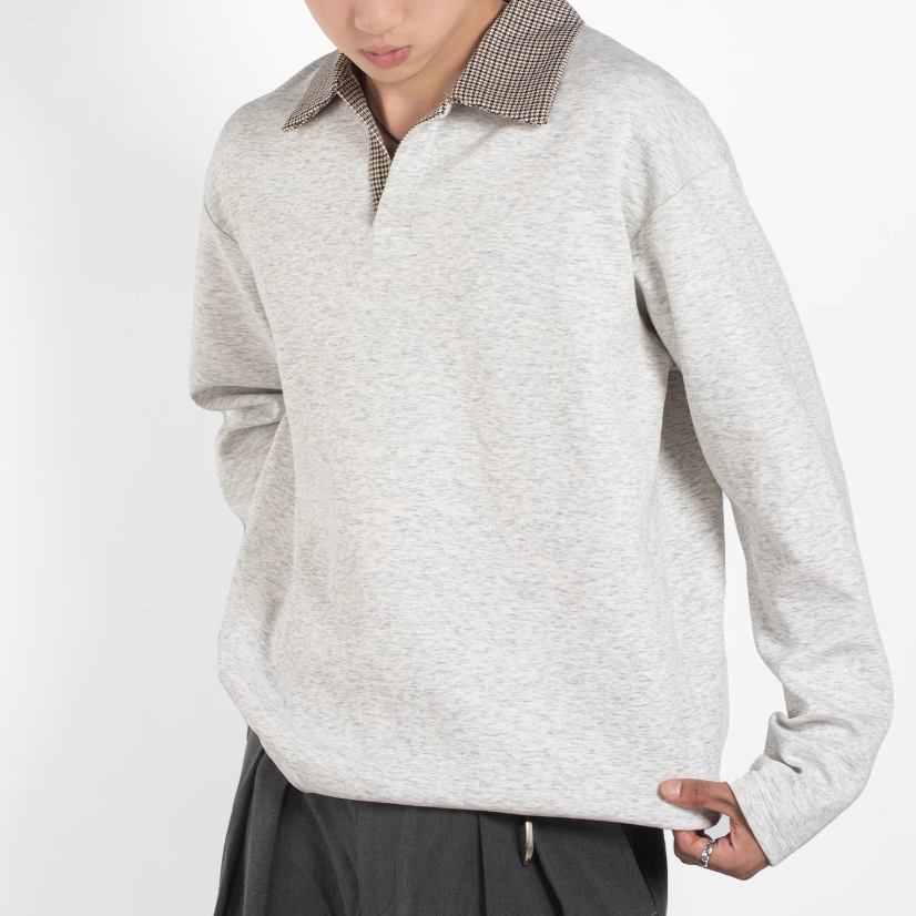 Simple casual anti-wrinkle long-sleeved T-shirt White Ash