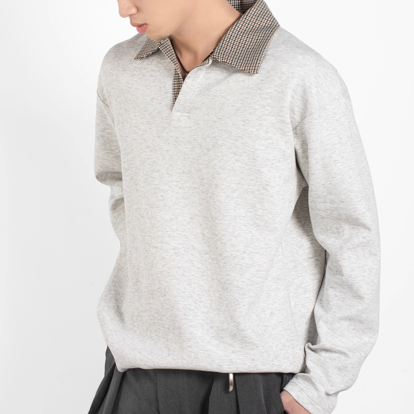 Simple casual anti-wrinkle long-sleeved T-shirt White Ash