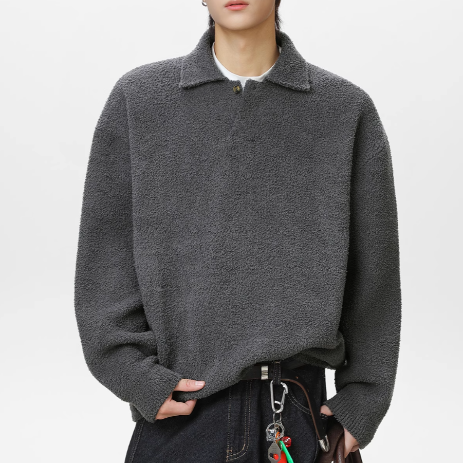 Lapel fleece knitted jacket