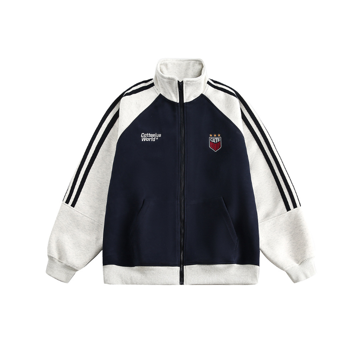Vintage stand-up collar sports jacket Deep Sea Blue