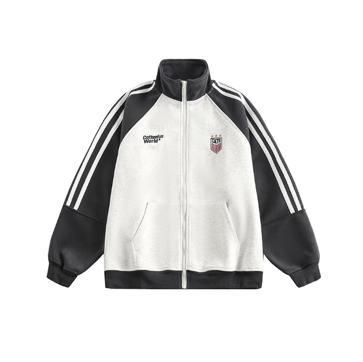 Vintage stand-up collar sports jacket White Ash