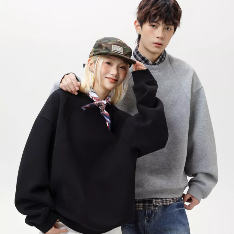 Loose crew neck casual sweatshirt  Cloud Gray