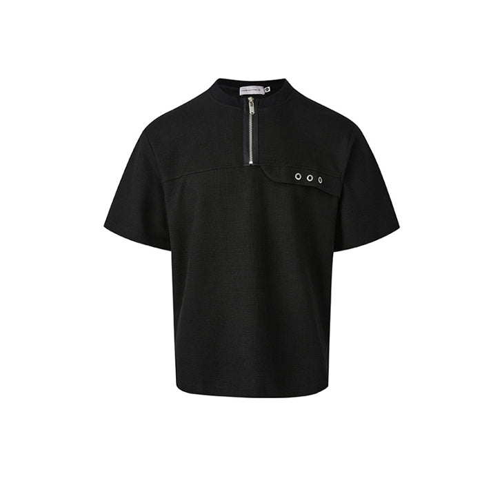 Vintage Cleanfit Half-Zip T-Shirt Black