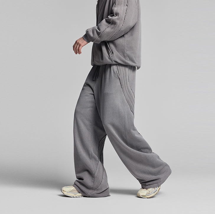 Paneled straight sweatpants Light gray