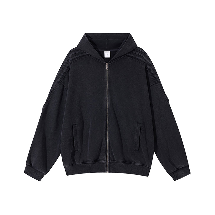 Patchwork zip jacket Black
