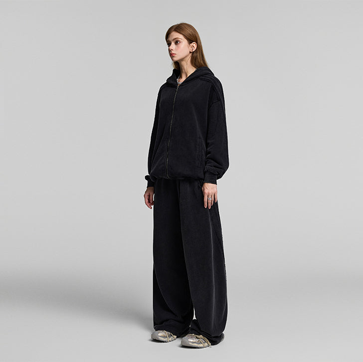 Patchwork zip jacket Black