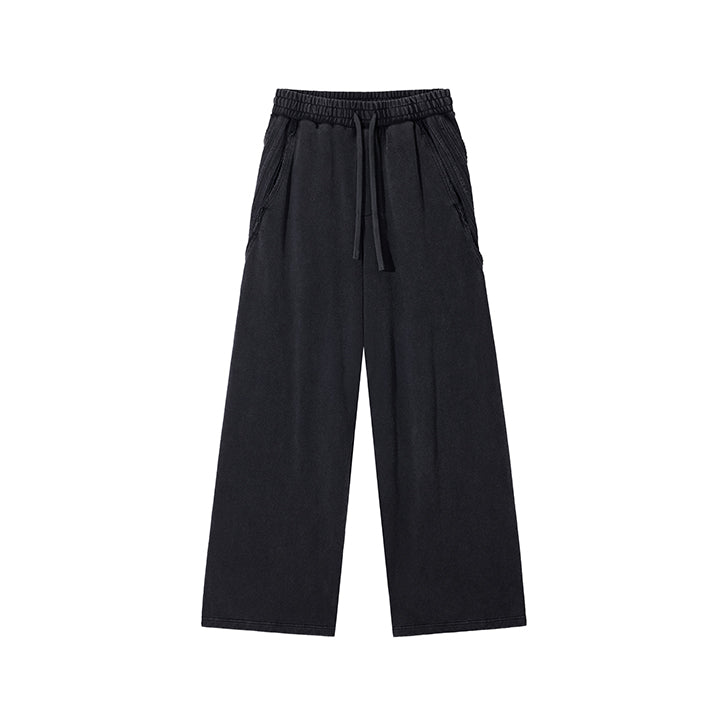 Paneled straight sweatpants Black