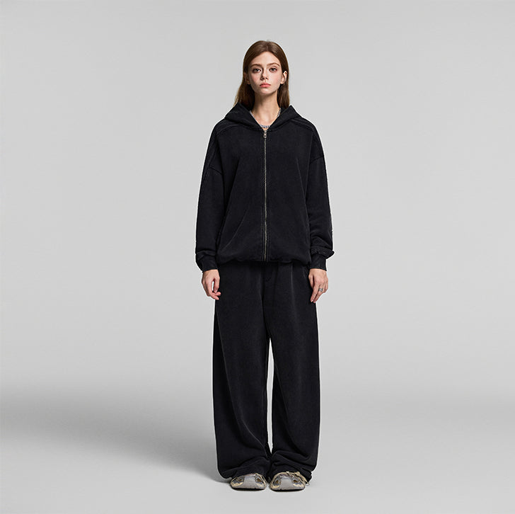 Paneled straight sweatpants Black
