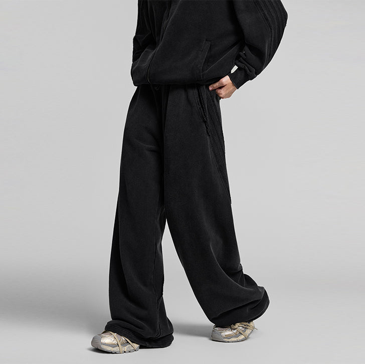 Paneled straight sweatpants Black