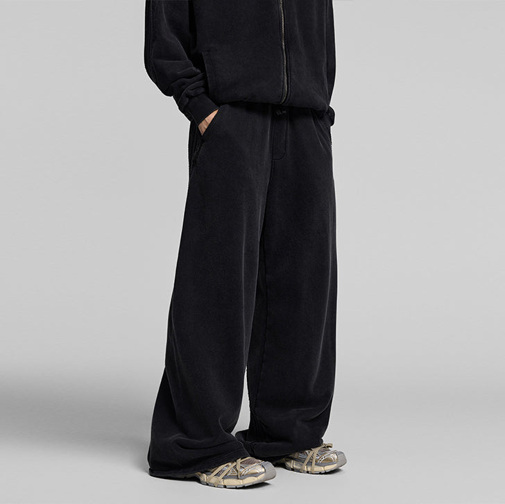Paneled straight sweatpants Black
