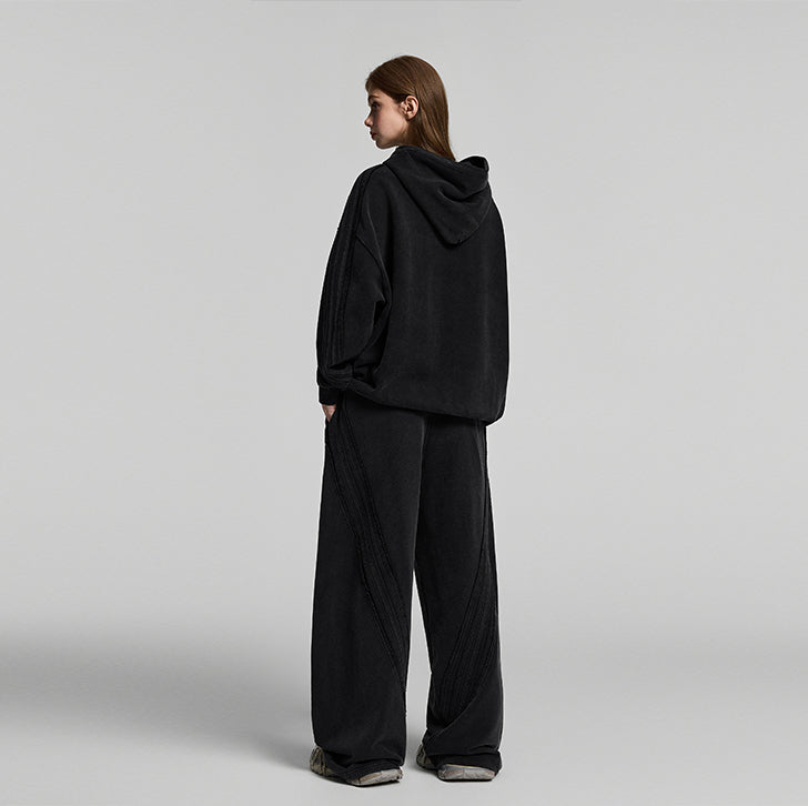 Paneled straight sweatpants Black