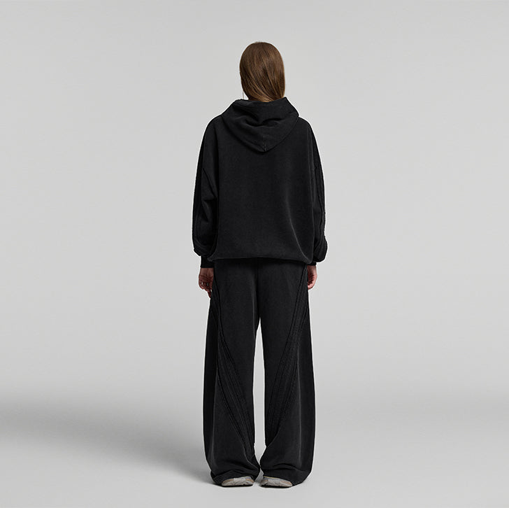 Paneled straight sweatpants Black