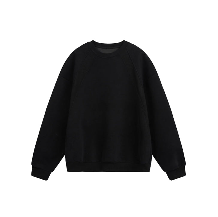 Loose crew neck casual sweatshirt Black