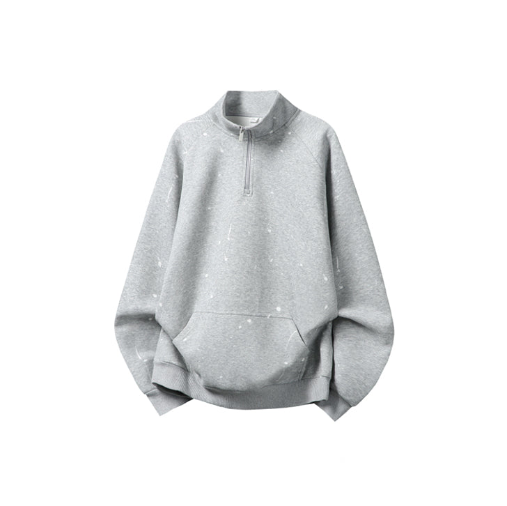 Loose zip-up stand-up collar sweatshirt