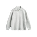 Lapel fleece knitted sweater White Ash