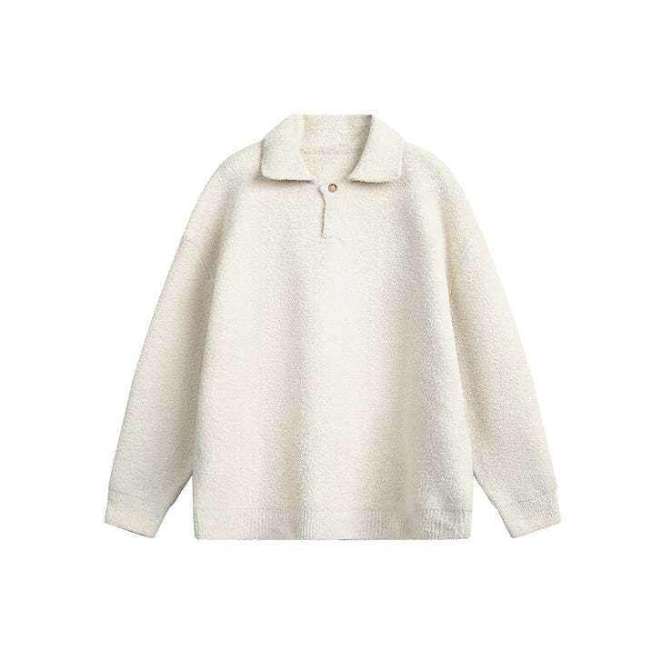Lapel fleece knitted jacket