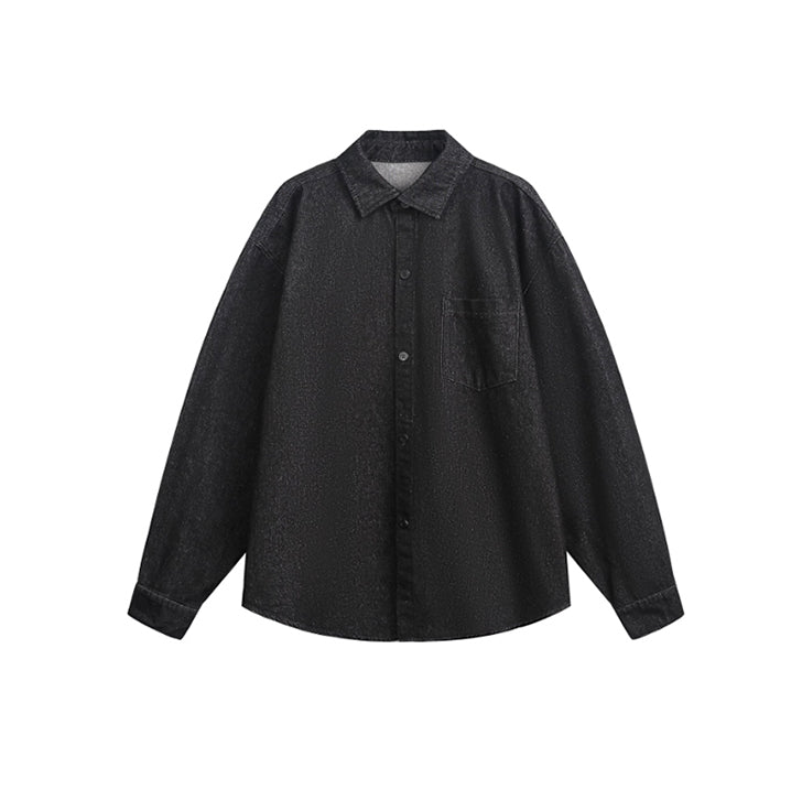 Original loose lapel denim jacket Black
