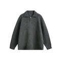 Lapel fleece knitted sweater Rock Ash