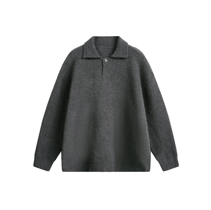Lapel fleece knitted jacket