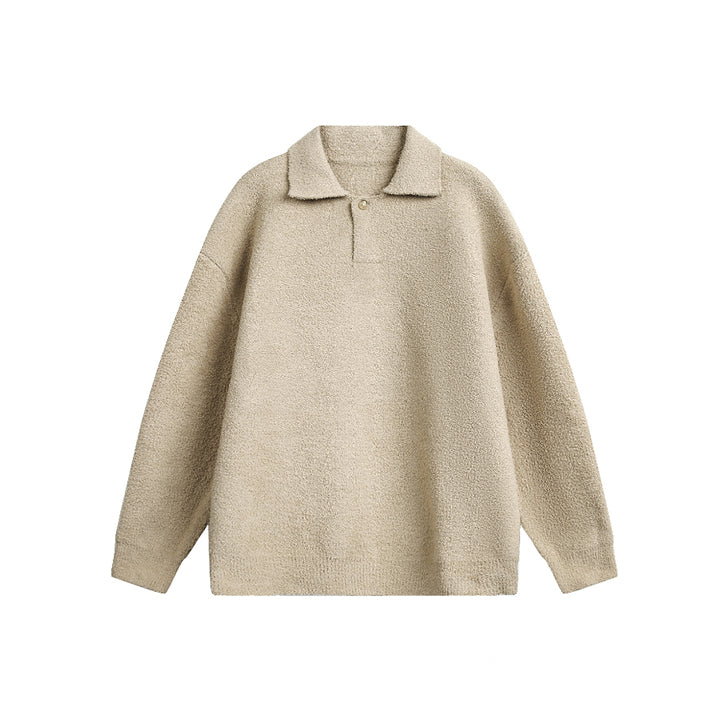 Lapel fleece knitted jacket