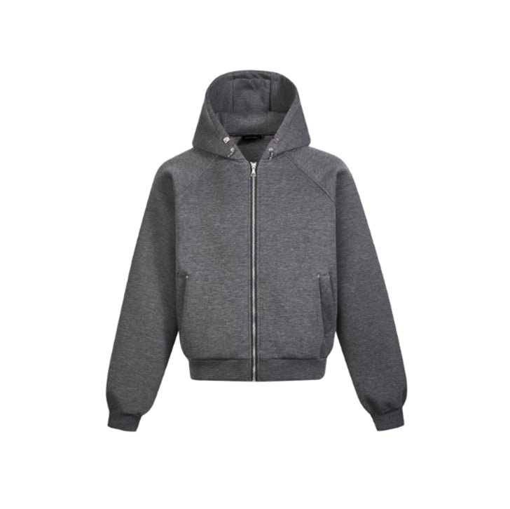 Basic solid color zip-up hoodie Dark Gray